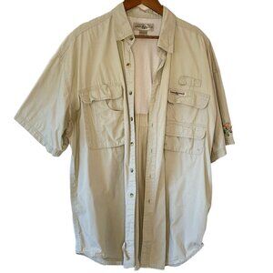 Hook & Tackle Men's Shirt High Tech Fishing Gear Short Sleeve Button Down   XL